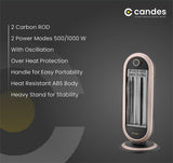 Carbon 2 Rod Room Heater for Winter with 2 Heat Setting - 500W/1000W (Black/Brown)