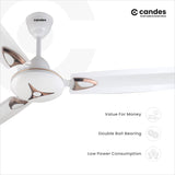 Candes Star High Speed Decorative Anti-Dust Ceiling Fan with 405 RPM with 2 Years Of Warranty (1200mm, White) (Pack of 1)