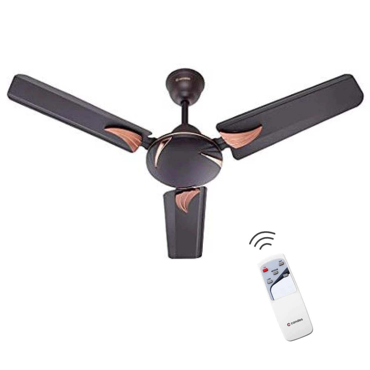 Candes Arena 900 mm Anti Dust Decorative 3 Blade Ceiling Fan With Remote (Pack of 1) (Coffee Brown)