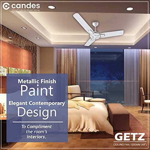 Candes Getz 1200mm/48 inch High Speed Anti-dust Decorative 5 Star Rated Ceiling Fan 400 RPM with 2 Yrs Warranty (Pack of 1, White)