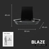 Blaze Kitchen Chimney with Stainless Steel Baffle Filters, Push Button Control, (Black)