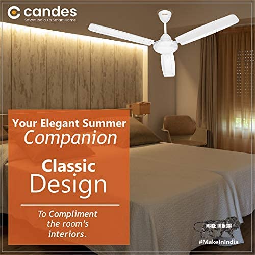 Candes New Brisk High Speed 1200 mm /48 inch Matt Finish Ceiling Fan For Home 405-RPM with 2 Yrs Warranty (Pack of 1,White)