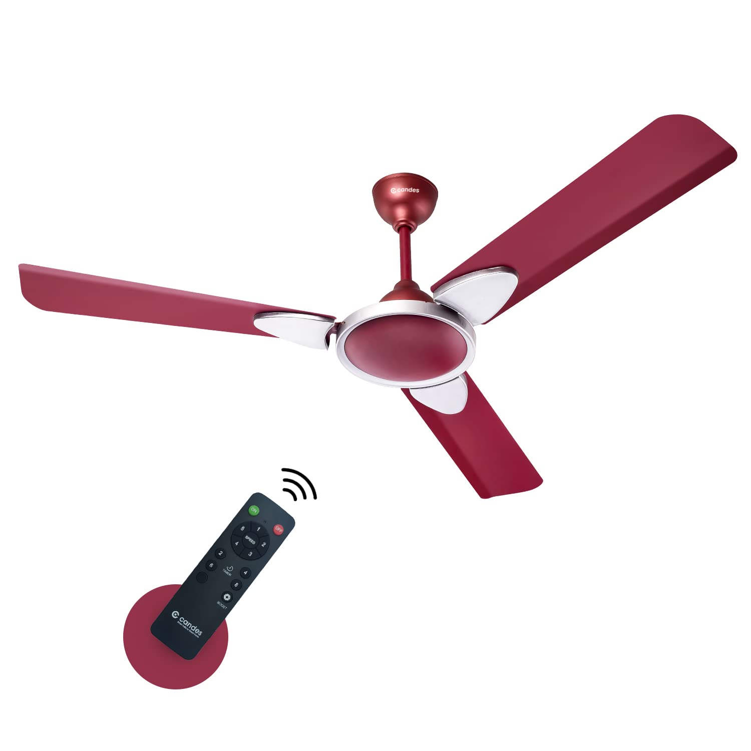 Candes Eco Zest Energy saving Designer 1200 mm / 48 inch Anti-Rust BLDC Ceiling Fan With Remote (2 Years Warranty) (Maroon)