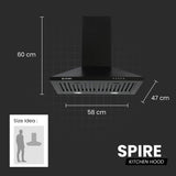 Spire SS Baffle Filters, Push Button Control Wall Mounted Chimney  (Black)
