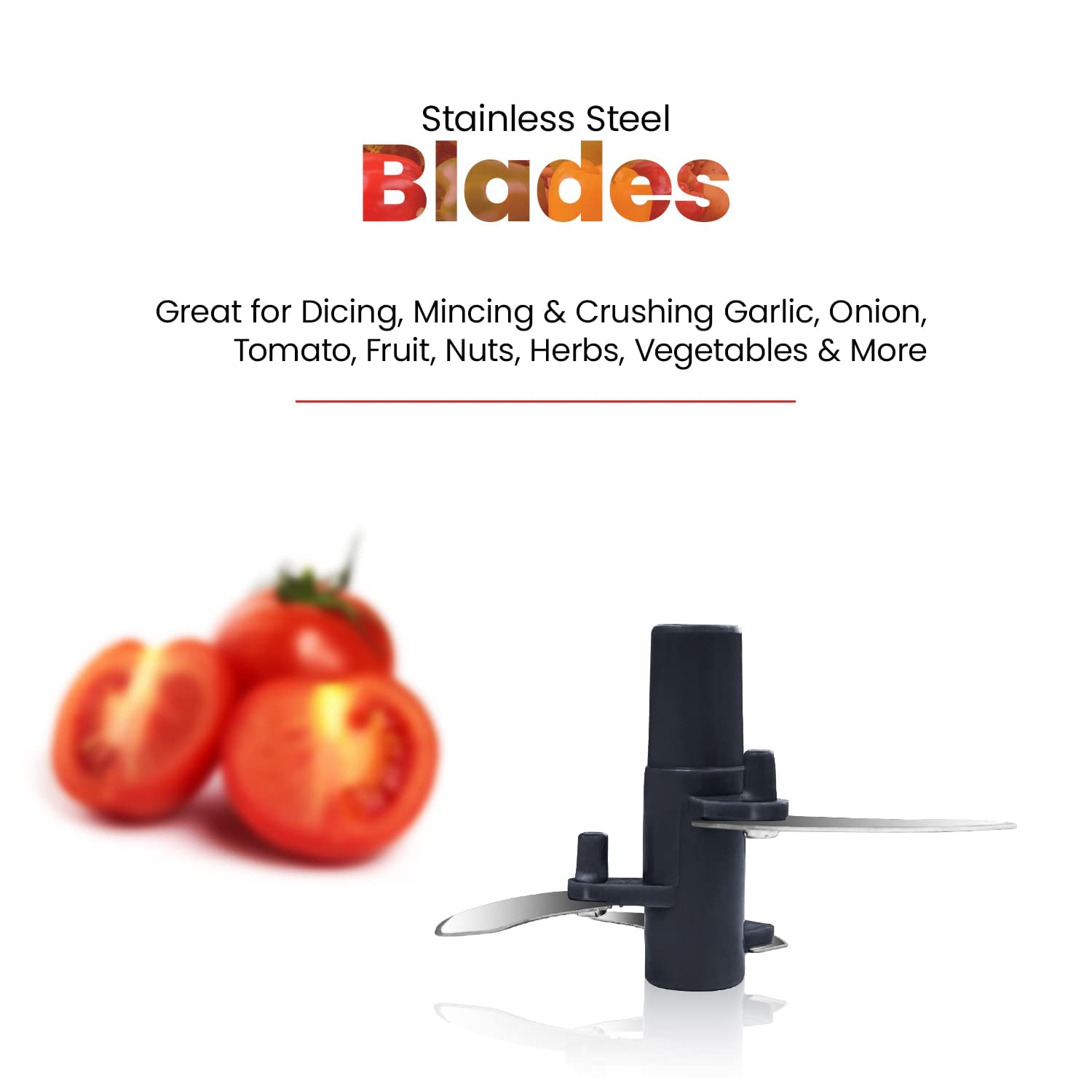 Candes Quick Hand Stainless Steel Blades, Vegetable & Fruits Chopper - Black, Red