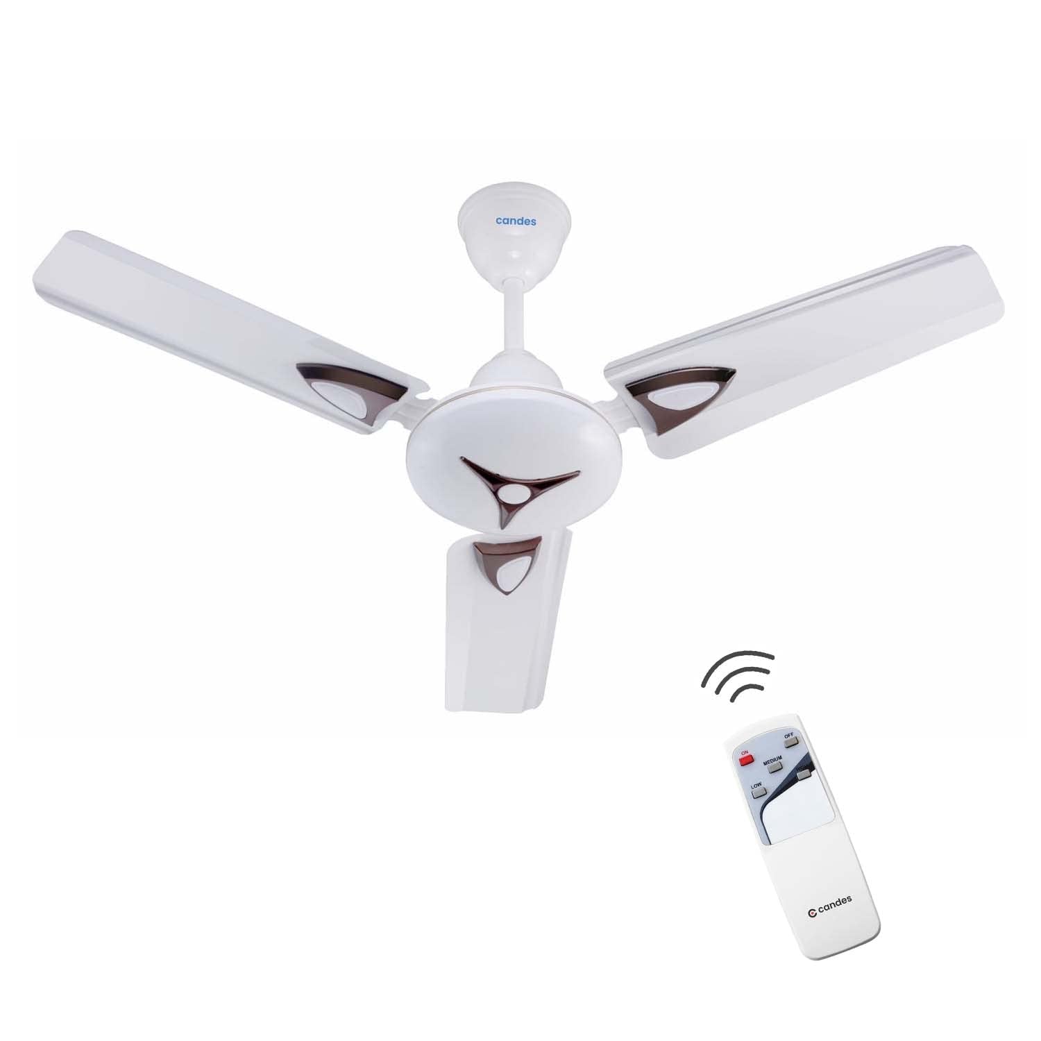 Candes Amaze 900 mm Anti Dust Decorative 3 Blade Ceiling Fan With Remote (Pack of 1) (White)