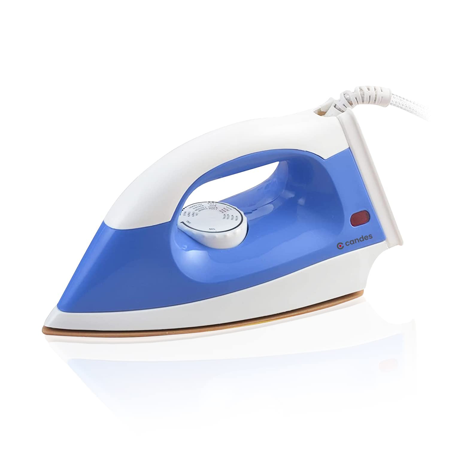 Candes EI108 Light Weight Electric Dry Iron 100% Non Stick Teflon Coating (1 Year Warranty) Blue & White