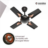 Candes Eon 600mm / 24 Inch High Speed Anti-dust Decorative 3 Star Rated Ceiling Fan with 2 Yrs Warranty (Coffee Brown) Pack of 1