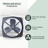 Candes High Speed Solo Fan 9inch / 230 mm 3 Blade Exhaust Fan (Black, Pack of 1)