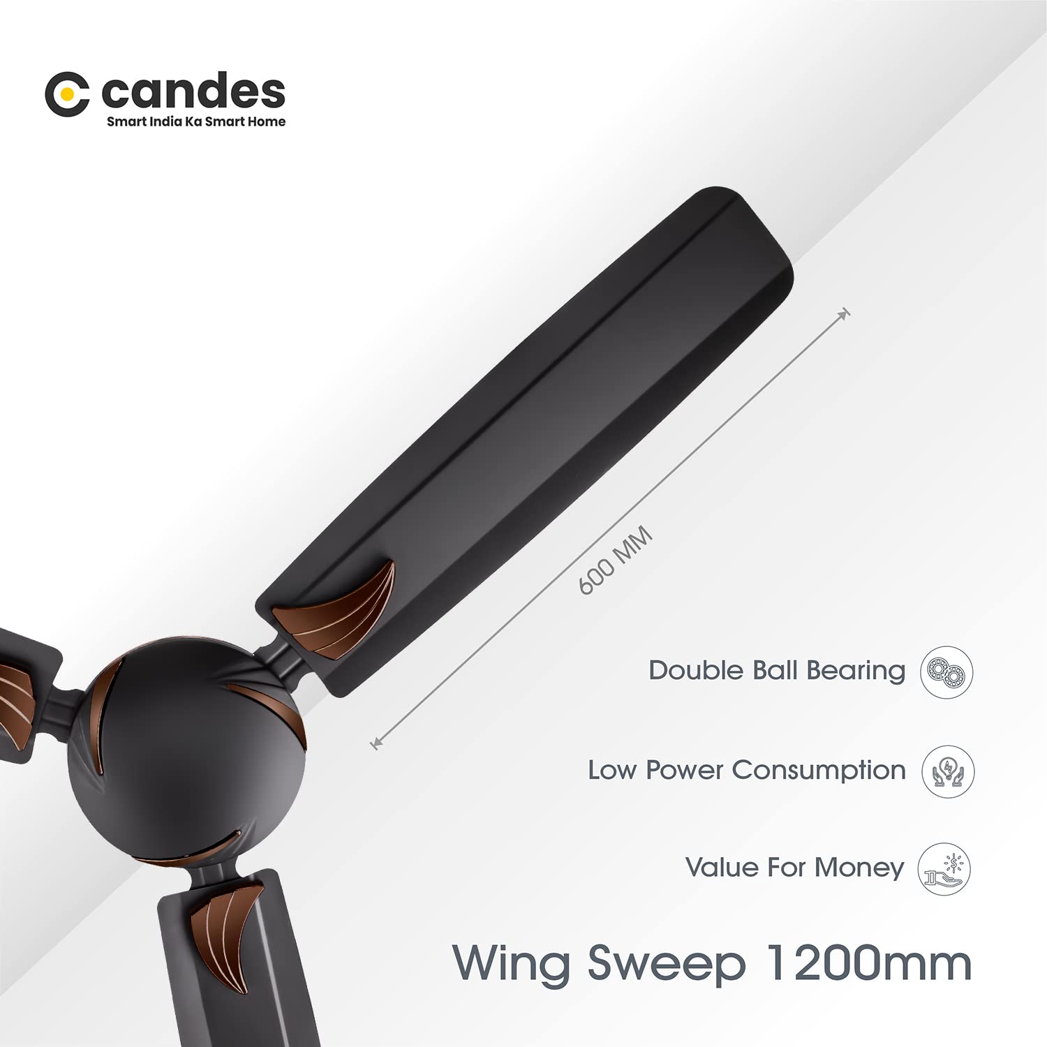 Candes Arena 900mm High-Speed Decorative Ceiling Fans for Home | BEE Star Rated 405 RPM Anti-Dust | 2 Years Warranty (Coffee Brown) Pack of 1