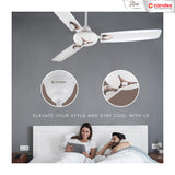 Candes Star 1200mm High-Speed Decorative Ceiling Fans for Home | BEE 3 Star Rated 405 RPM Anti-Dust | 2 Years Warranty (White) Pack of 1
