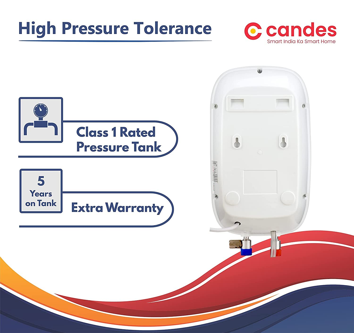 Candes Insto 3-Litre Instant Electric Water Heater Multiple Safety Geyser ABS Body, White