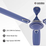 Candes Breeza 1200mm/48 inch High Speed Anti dust Decorative 3 Star Rated Ceiling Fan 405 RPM with 2 Years Warranty (Pack of 2) - Silver Blue
