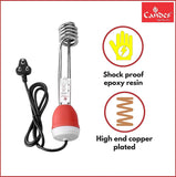 Candes Grand ISI Mark Shock-Proof & Water-Proof 1500W Shock Proof Immersion Heater Rod (Red, White) Pack of 2