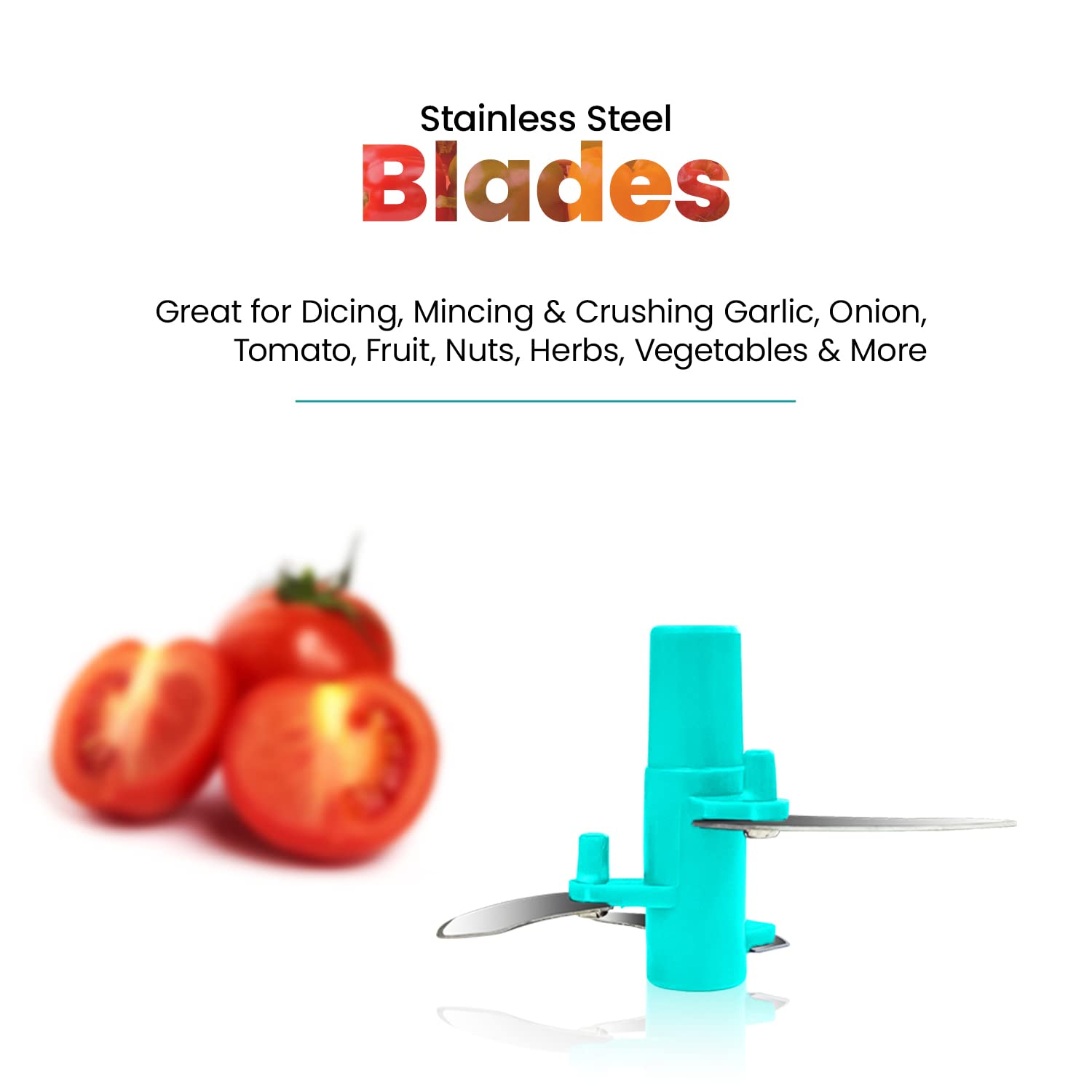 Candes Quick Hand Stainless Steel Blades, Vegetable & Fruits Chopper - Green