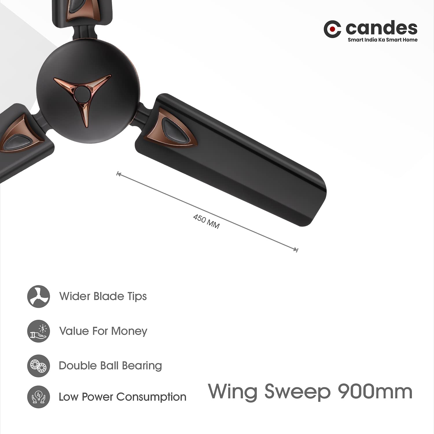 Candes Amaze 900mm /36 inch High Speed Anti-dust Decorative 5 Star Rated Ceiling Fan 440 RPM with 2 Years Warranty (Pack of 1, Coffee Brown)