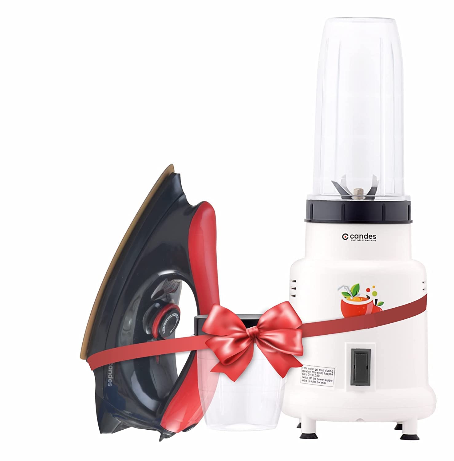 Candes Hector Nutri Blender 22000 RPM, Stainless Steel Blades, 2 Unbreakable Jars, 1 Years Warranty, 400-Watt, (White) & EI106 Electric Dry Iron (Super Combo)