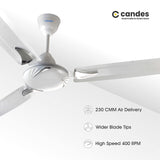 Candes Lynx 1200mm / 48 inch High Speed Decorative 400 RPM (100% CNC Winding) Ceiling Fan 2 Yrs Warranty Pack of 2 (White)
