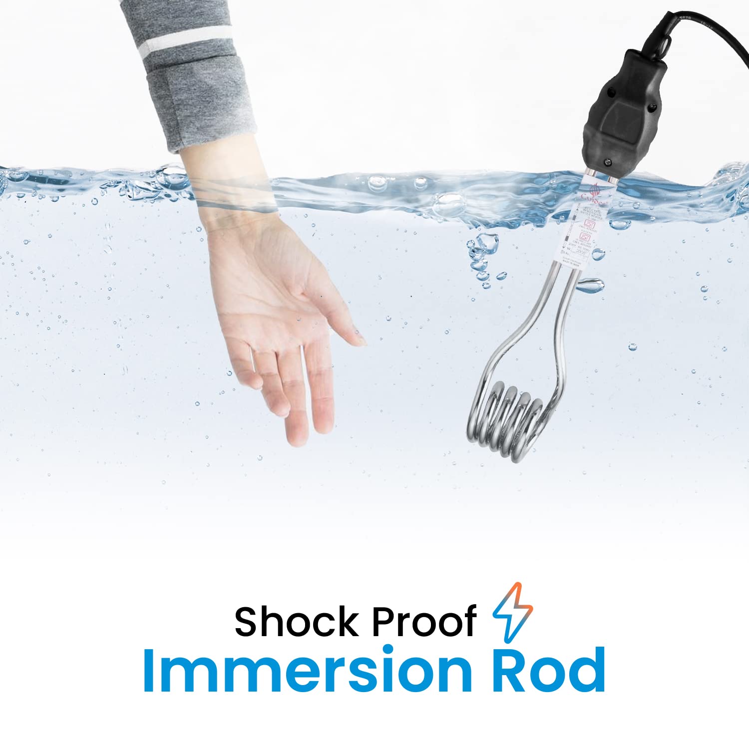 Candes Magic Shock-Proof & Water-Proof 2000 W Immersion Heater Rod (Black)