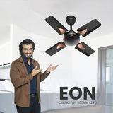Candes EON High Speed 24Inch / 600 mm Anti-dust Decorative 405 RPM, 3 Star Rated Ceiling Fan 2 Yrs Warranty Coffee Brown Pack of 2