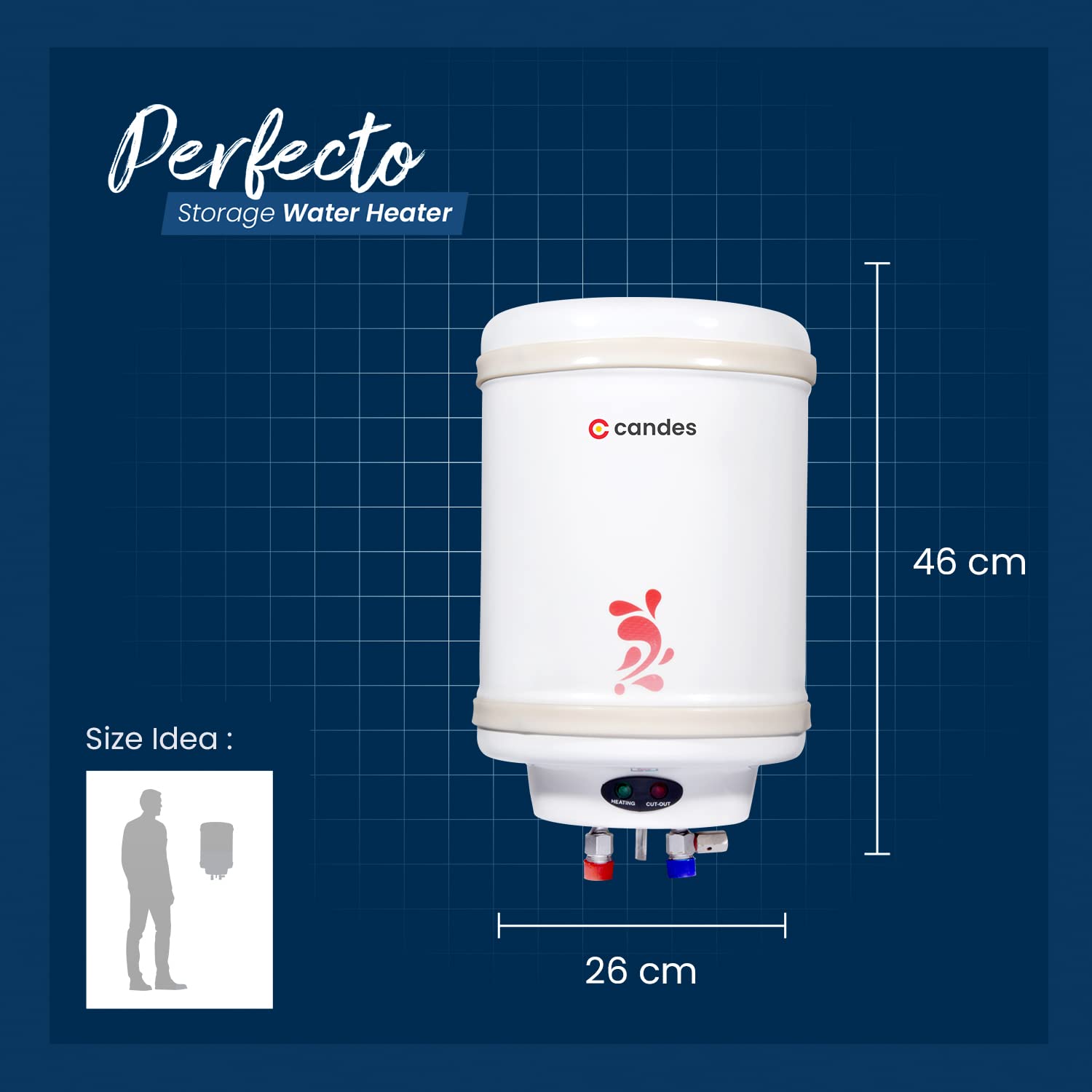 Candes Geyser 10 Litre | 1 Year Warranty | Water Heater for Home, Water Geyser, Water Heater, Electric Geyser, 5 Star Rated Automatic Instant Storage Water Heater, 2KW - Perfecto (Ivory)