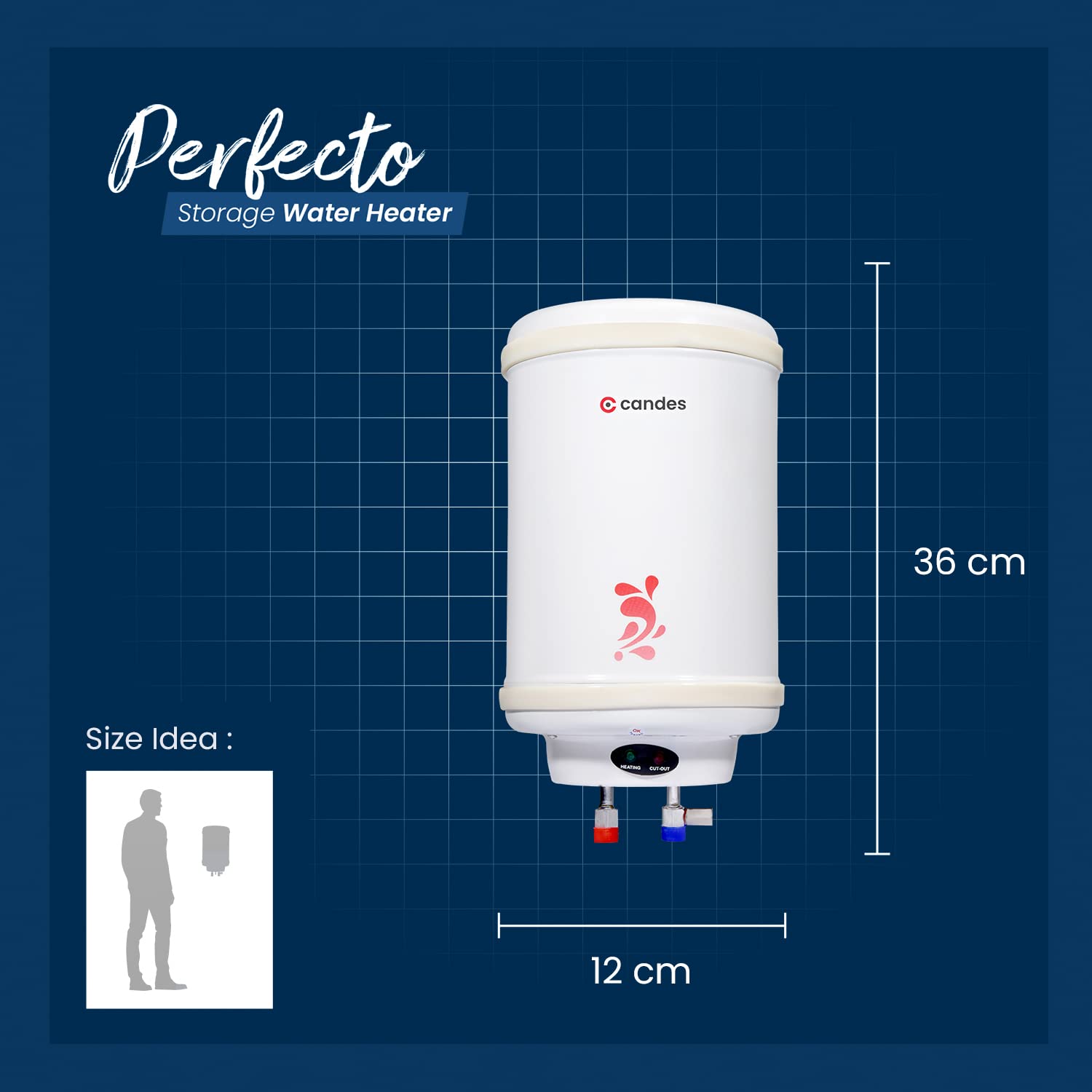 Candes Geyser 6 Litre | 1 Year Warranty | Water Heater for Home, Water Geyser, Water Heater, Electric Geyser, 5 Star Rated Automatic Instant Storage Water Heater, 2KW - Perfecto (Ivory)