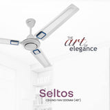 Candes Seltos 1200mm/48 inch High Speed Anti-dust Decorative 405 RPM, 3 Star Rated Ceiling Fan with 2 Yrs Warranty (White Blue)