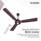 Candes Acura BLDC 5 Star Energy Saving High Speed Ceiling Fan For Home with Remote, 1200 mm (Acura-Brown)