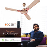 Candes Eco Zest Energy saving Designer 1200 mm / 48 inch Anti-Rust BLDC Ceiling Fan With Remote (2 Years Warranty) (Broken Gold)