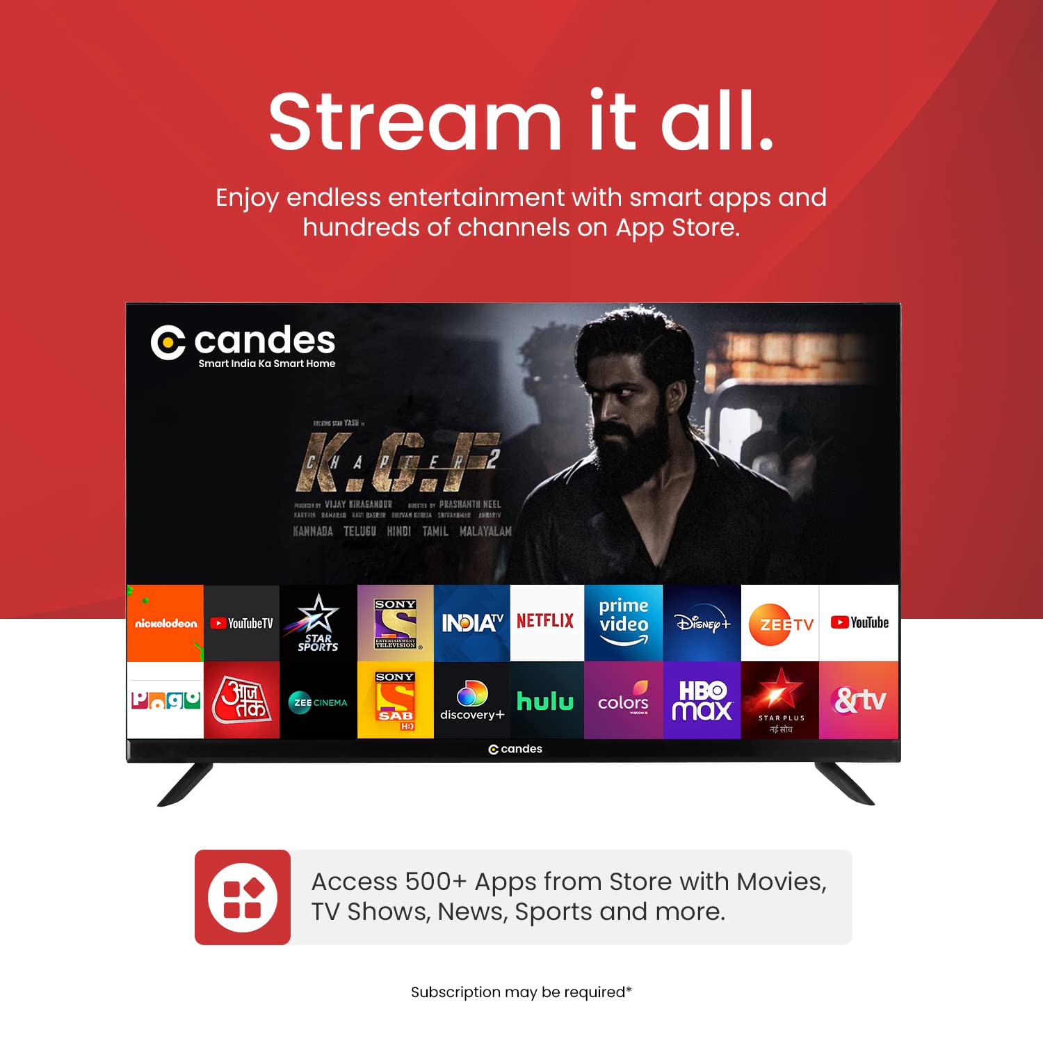 Candes 108 cm (43 inch) Ultra HD 4K Smart Android Based TV 2022 Edition with Voice Remote (CTPL43EF1SU4K)