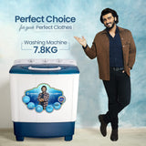 7.8 kg Semi Automatic Top Load Washing Machine, Blue White