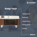 Candes BlowHot All in One Silent Blower Fan Room Heater (ABS Body, White, Brown) 2000 Watts