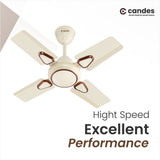 Candes Brio Turbo 600 mm / 24 Inch High Speed 4 Blade Anti-Dust Ceiling Fan Suitable for Kitchen/Veranda/Balcony/Small Room (Pack of 1,Ivory)