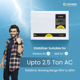 Candes Crystal 5KVA for 2 Ton/2.2 Ton AC (130to 280V) Voltage Stabilizer Best for Inverter AC, Split AC or Windows AC up to 2.2 Ton (Including 1.8 Ton, 2 Ton & 2.2 Ton) Grey, 3 years Warranty