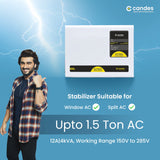 Candes Crystal 4kVA for 1.5 Ton AC (150V to 280V) Voltage Stabilizer with Wide Working Range Best for Inverter AC, Split AC or Windows AC Upto 1.5 Ton (MS Body) 3Years Warranty (Door Step Service)