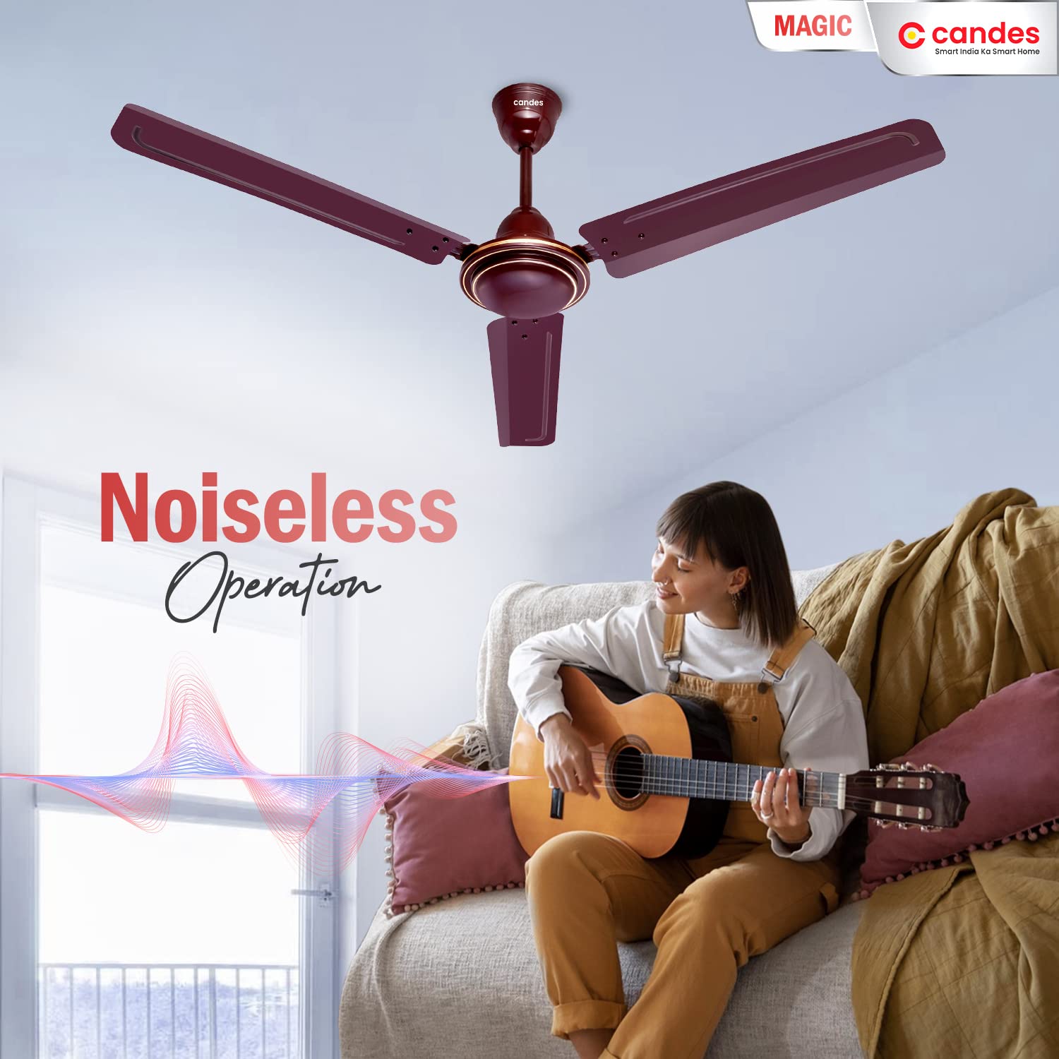 Candes Magic 48 inch /1200 MM High Speed Anti Dust Ceiling Fan, 405 RPM with 2 Years Warranty (Brown, Pack of 2)