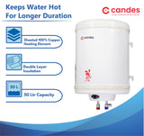 Candes 50 Litre Automatic Instant Storage Electric Water Heater Multiple Safety System Anti Rust Body, 2kW Geyser (Ivory, 2000 W)