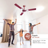 Candes Eco Zest Energy saving Designer 1200 mm / 48 inch Anti-Rust BLDC Ceiling Fan With Remote (2 Years Warranty) (Maroon)