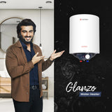 Candes 25 Litre Glanzo 5 Star Rated GlassLine Automatic Storage Electric Water Heater - 8 Bar Pressure with Installation Kit, Metal Body White
