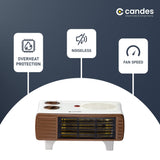 Candes BlowHot All in One Silent Blower Fan Room Heater (ABS Body, White, Brown) 2000 Watts