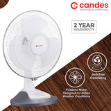 Candes Desker Table Fan for Cooling with Automatic Oscillation (400 MM) 80W (White Silver)