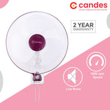Candes Aura 3 Blade Automatic Oscillation Wall Fan With 2 Year Warranty (White Cherry, 400mm)