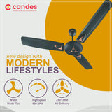 Candes Star 1200mm High-Speed Decorative Ceiling Fans for Home | BEE 3 Star Rated 405 RPM Anti-Dust | 2 Years Warranty (Coffee Brown) Pack of 1