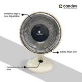 Candes Energy-Saving Noiseless Sun Room Heater with Oscillating Function, 700-750 Watts - Ivory