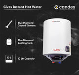 Candes 10 Litre IOT Enabled Glanzo Glassline ISI Approved Storage Electric Water Heater (Geyser) 5 Star Rated with Installation Kit & Special Anti Rust Body, White (2000 W)