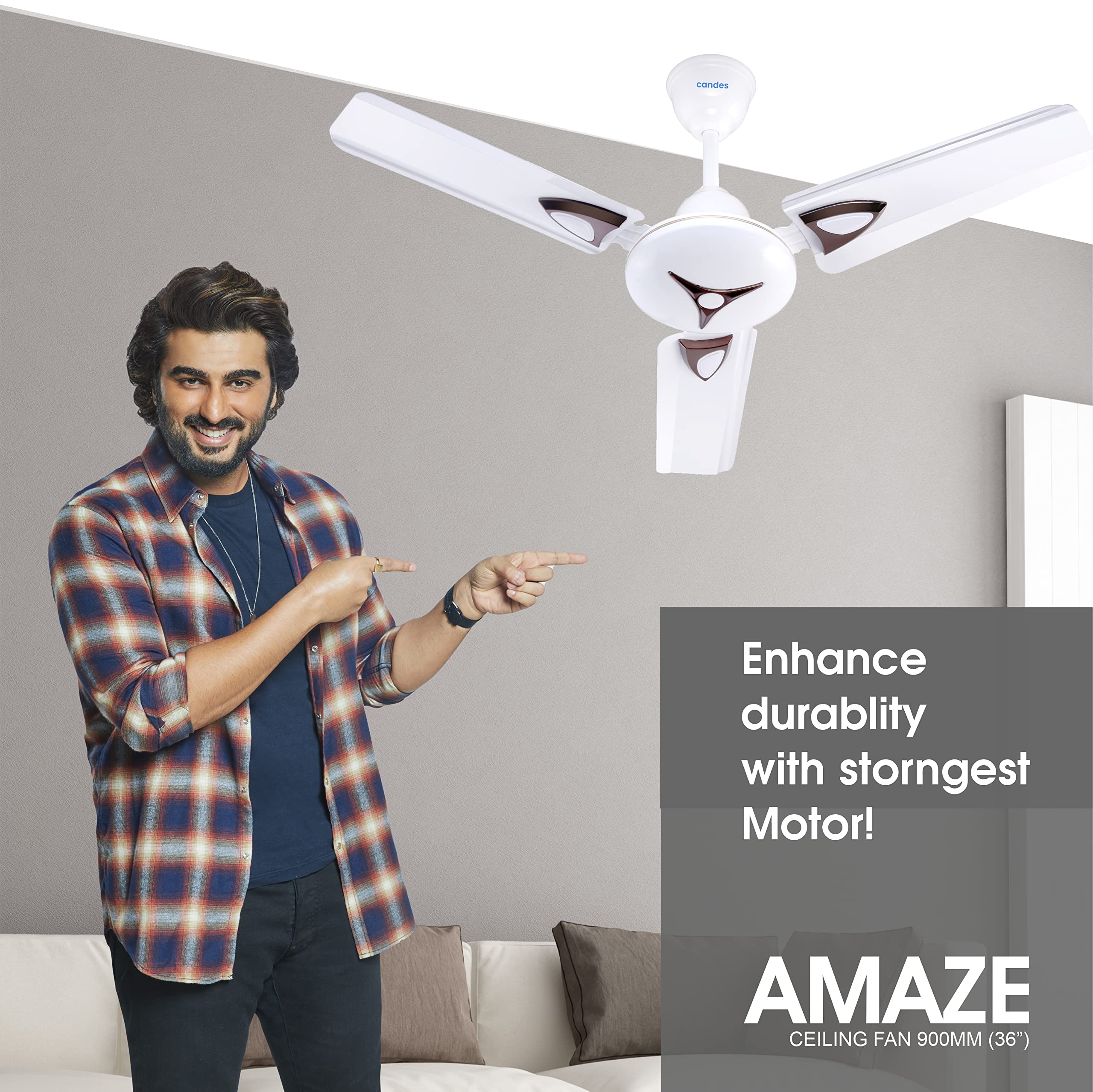 Candes Amaze 900mm /36 inch High Speed Anti-dust Decorative 5 Star Rated Ceiling Fan 440 RPM with 2 Years Warranty (Pack of 2, Ivory)
