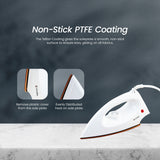 Light Weight Electric Dry Iron White 100% Non Stick Teflon Coating