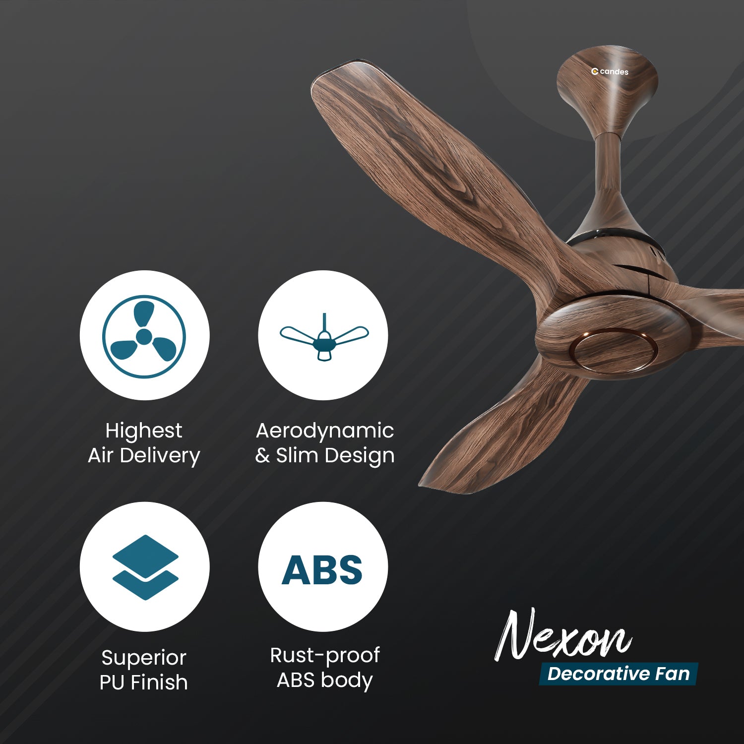 Nexon High Speed 1200 mm Designer Ceiling Fan Wooden