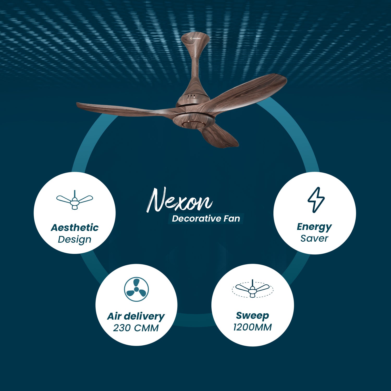 Nexon High Speed 1200 mm Designer Ceiling Fan Wooden